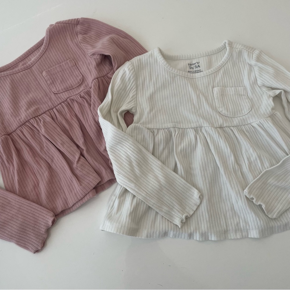 Carter’s Toddler Girl 5T Ribbed Long Sleeve Peplum Tops